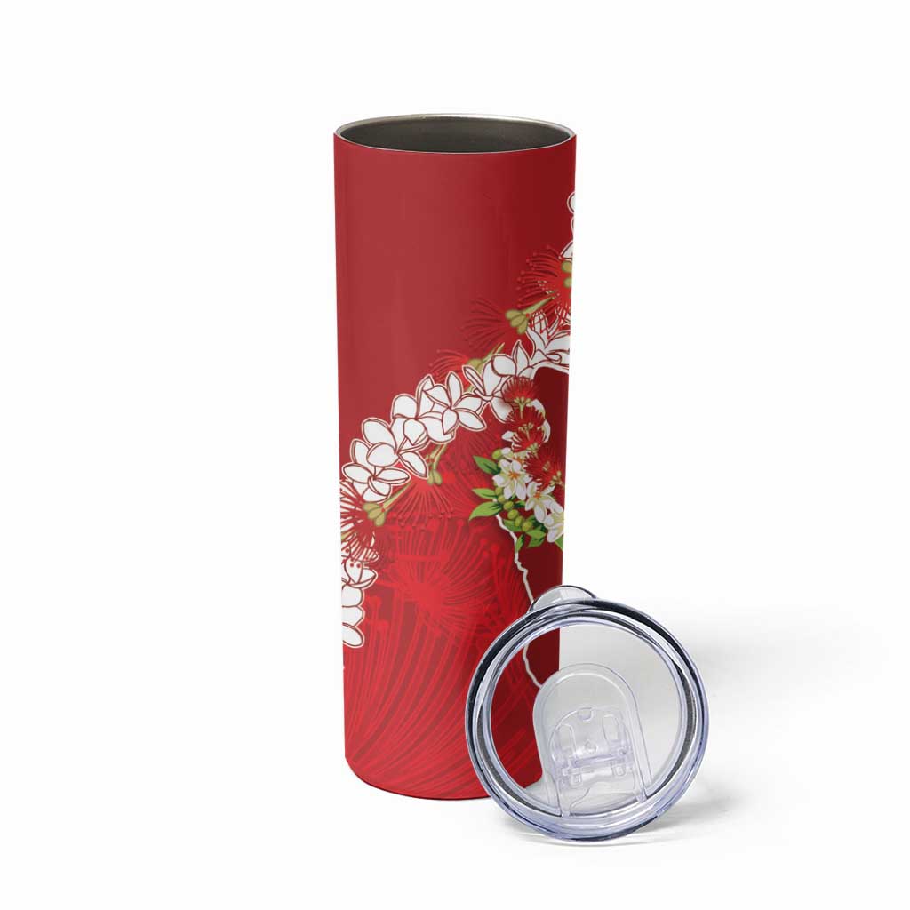 Hawaii Island Flowers Lei Skinny Tumbler Ohia Lehua Scarlet Red
