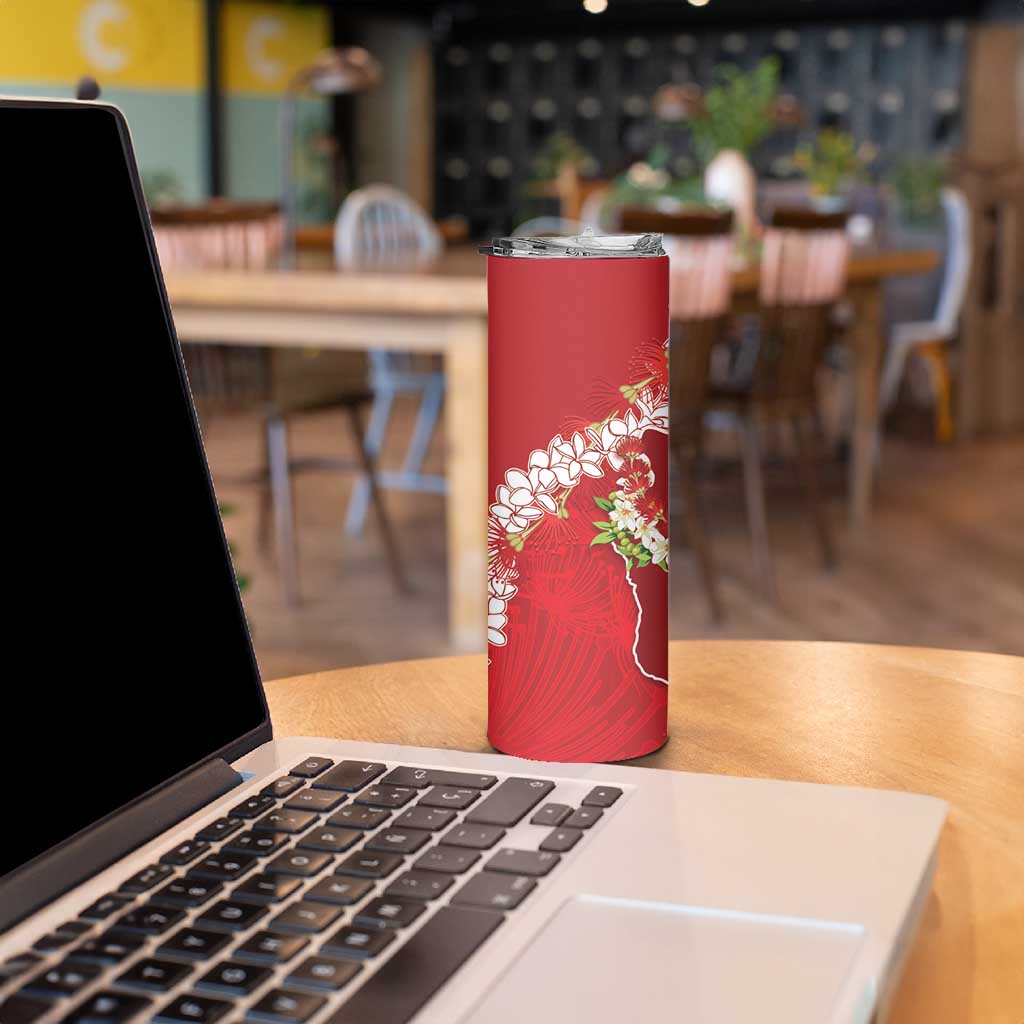Hawaii Island Flowers Lei Skinny Tumbler Ohia Lehua Scarlet Red