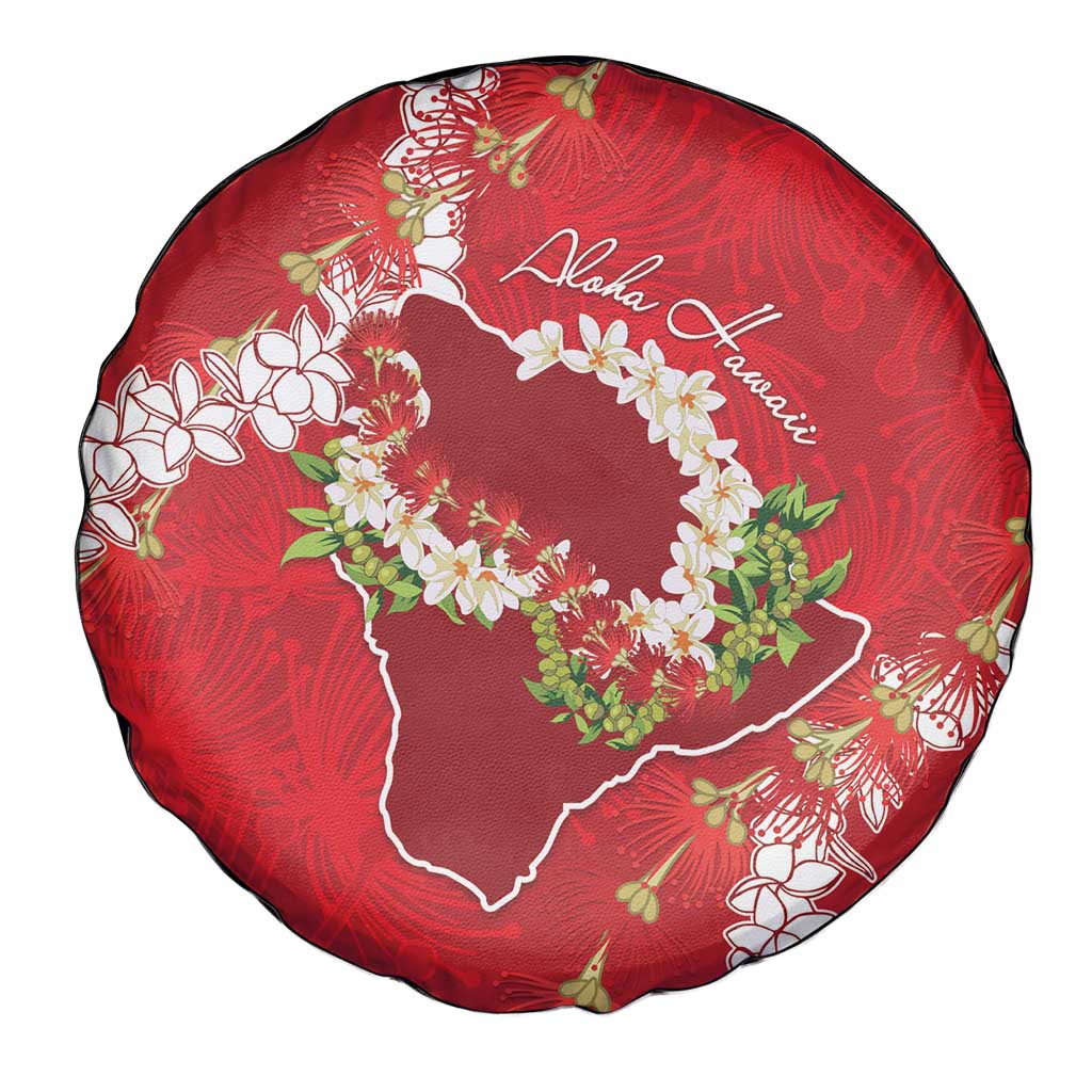 Hawaii Island Flowers Lei Spare Tire Cover Ohia Lehua Scarlet Red