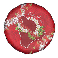 Hawaii Island Flowers Lei Spare Tire Cover Ohia Lehua Scarlet Red