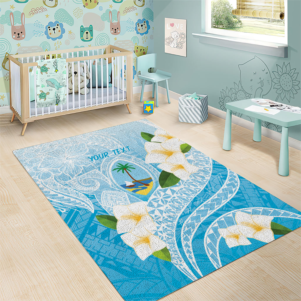 Guam Chamorro Guasali Flowers Area Rug Aqua Gradient LT7