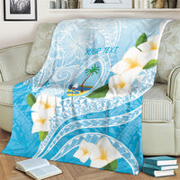 Guam Chamorro Guasali Flowers Blanket Aqua Gradient LT7