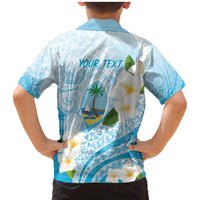 Guam Chamorro Guasali Flowers Family Matching Mermaid Dress and Hawaiian Shirt Aqua Gradient