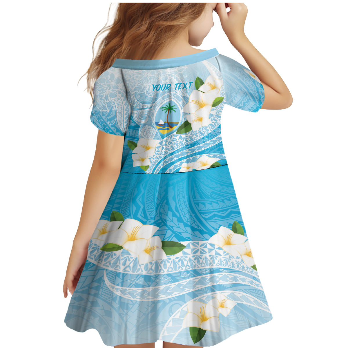Guam Chamorro Guasali Flowers Family Matching Mermaid Dress and Hawaiian Shirt Aqua Gradient