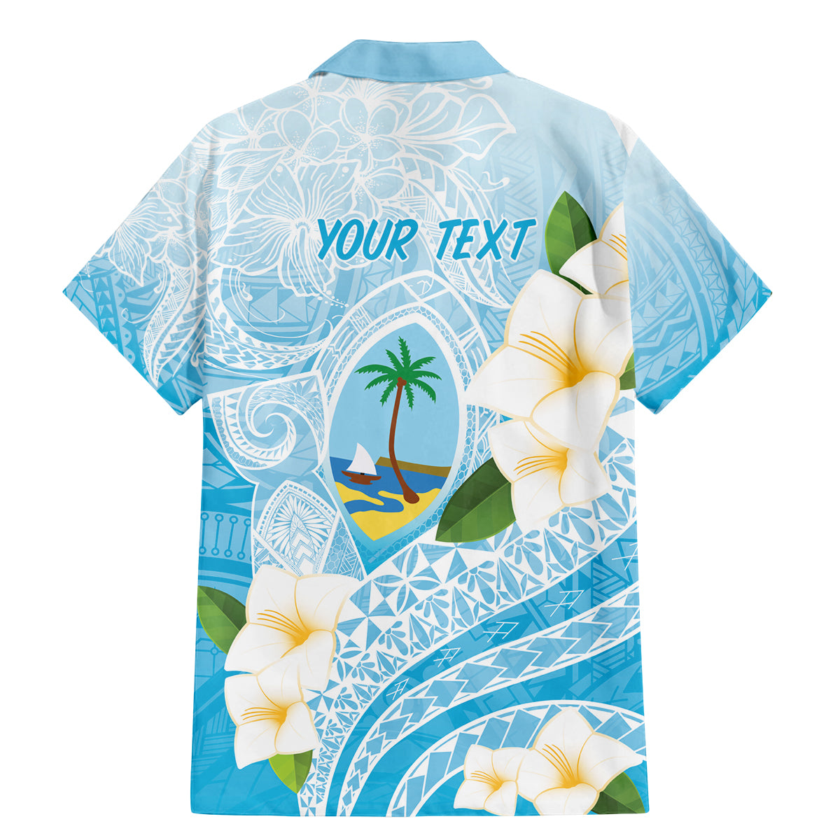 Guam Chamorro Guasali Flowers Family Matching Mermaid Dress and Hawaiian Shirt Aqua Gradient