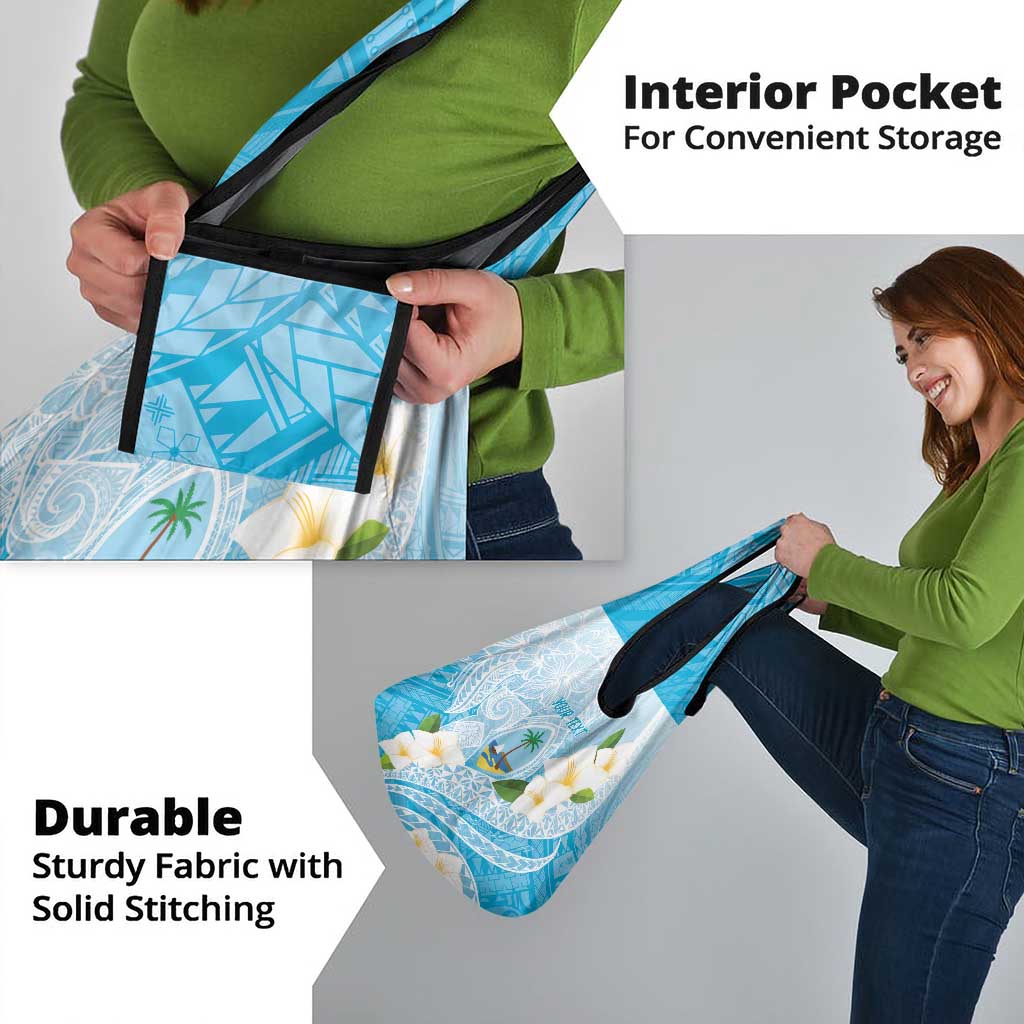 Guam Chamorro Guasali Flowers Grocery Bag Aqua Gradient