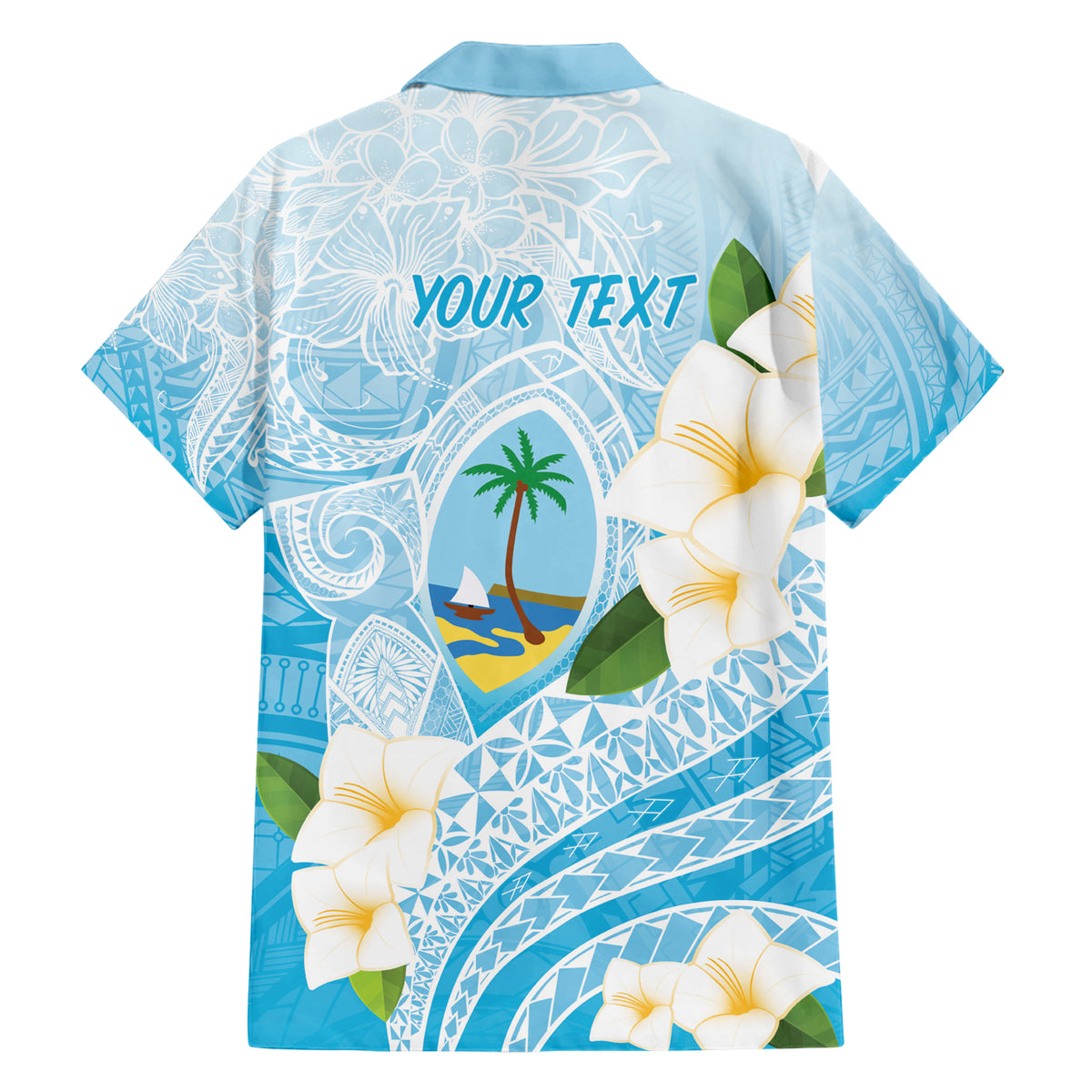 Guam Chamorro Guasali Flowers Hawaiian Shirt Aqua Gradient