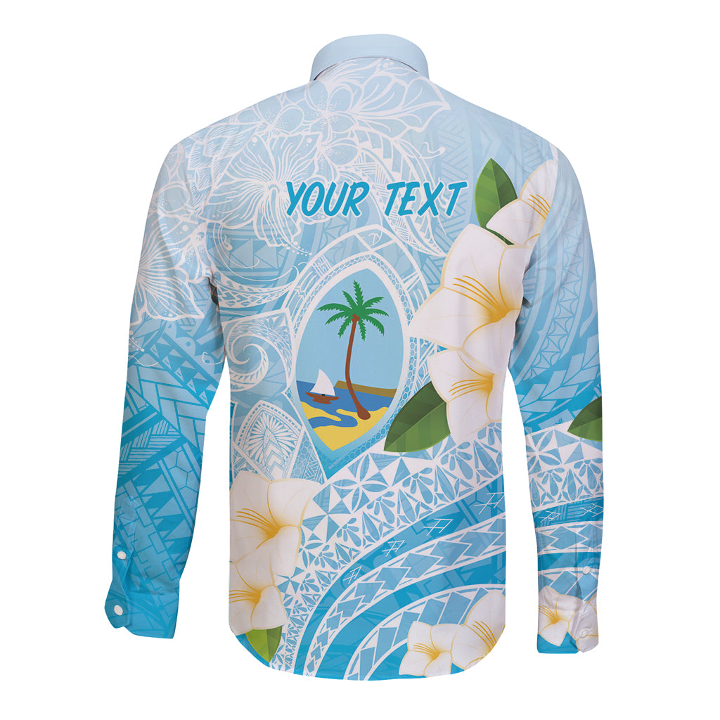 Guam Chamorro Guasali Flowers Long Sleeve Button Shirt Aqua Gradient