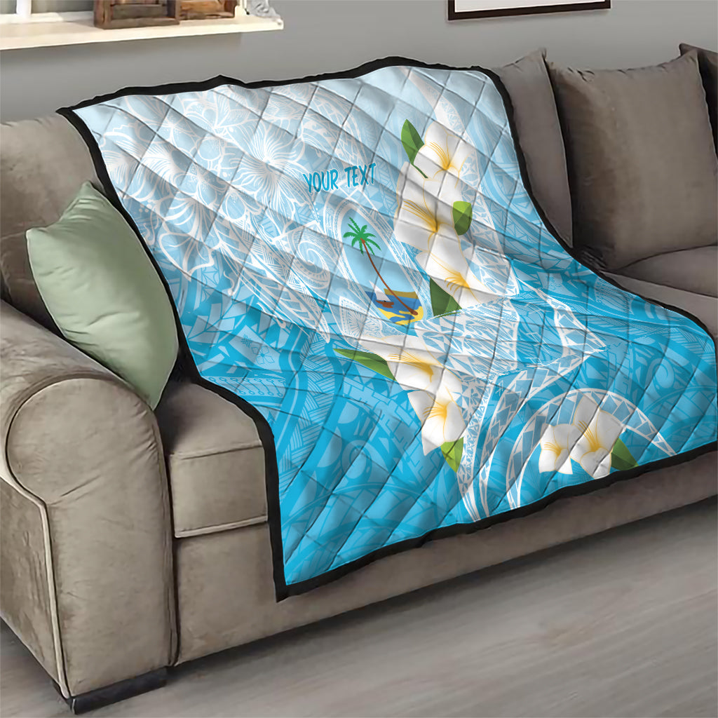 Guam Chamorro Guasali Flowers Quilt Aqua Gradient LT7