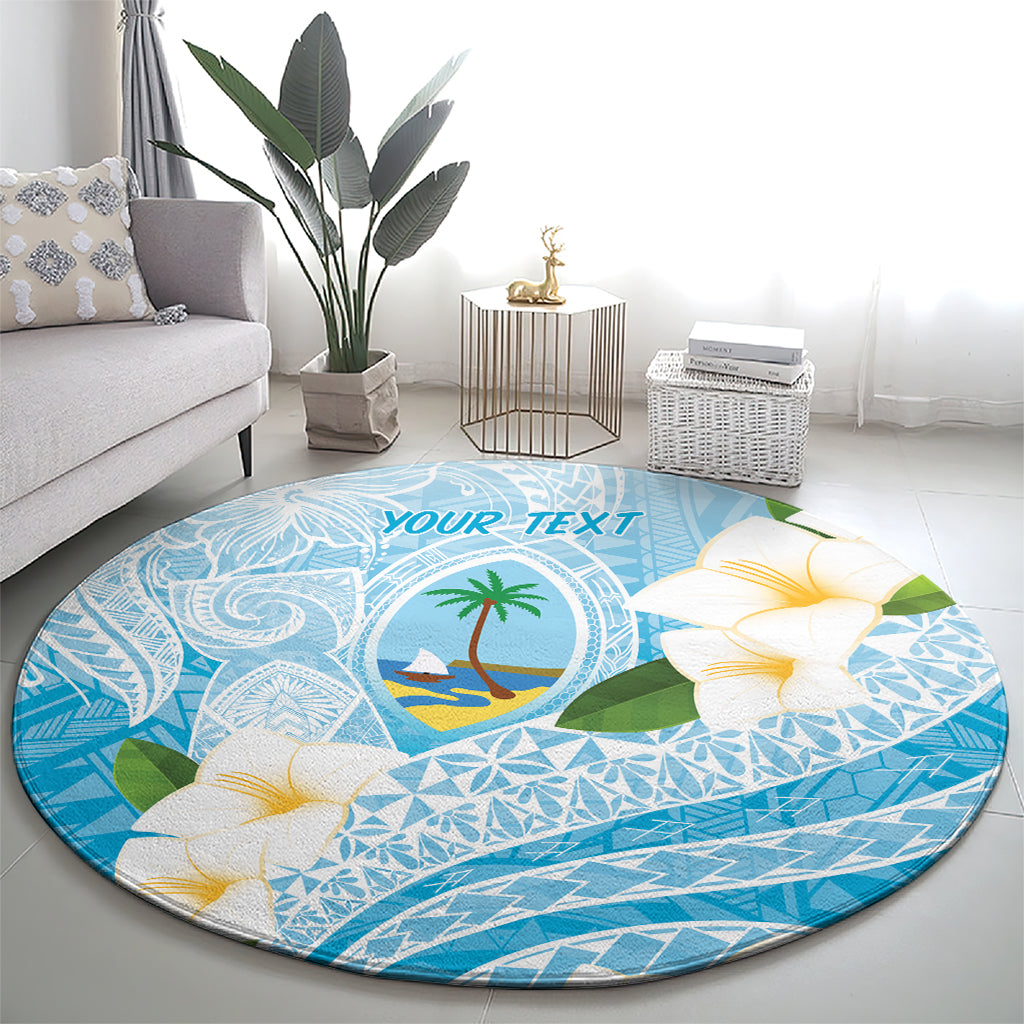 Guam Chamorro Guasali Flowers Round Carpet Aqua Gradient LT7