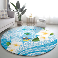 Guam Chamorro Guasali Flowers Round Carpet Aqua Gradient LT7