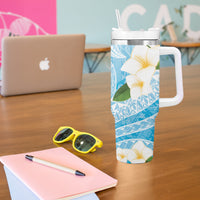 Guam Chamorro Guasali Flowers Tumbler With Handle Aqua Gradient LT7