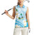 Guam Chamorro Guasali Flowers Women Sleeveless Polo Shirt Aqua Gradient