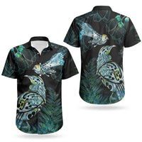 Aotearoa Maori Mahuru Couples Matching Off Shoulder Maxi Dress and Hawaiian Shirt Spring Time - Paua Shell Green LT7 - Polynesian Pride
