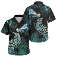 Aotearoa Maori Mahuru Family Matching Puletasi and Hawaiian Shirt Spring Time - Paua Shell Green LT7 Son's Shirt Black - Polynesian Pride
