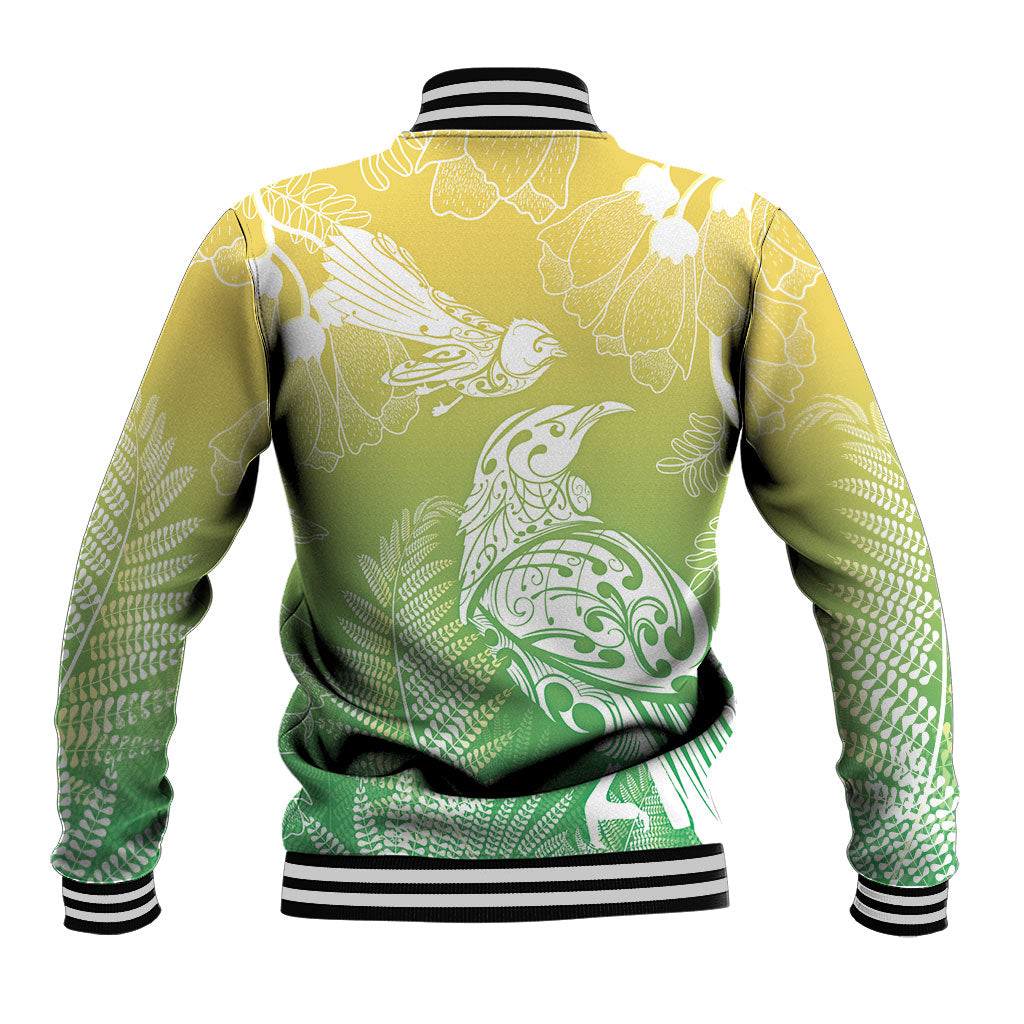 Aotearoa Maori Mahuru Tui With Pikawakawa Baseball Jacket Spring Time LT7 - Polynesian Pride