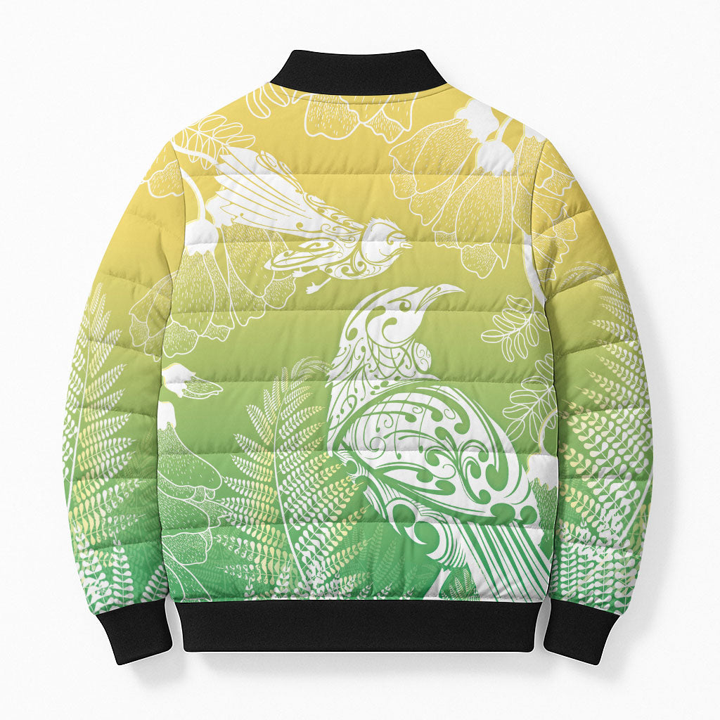 Aotearoa Maori Mahuru Tui With Pikawakawa Bomber Puffer Jacket Spring Time LT7 - Polynesian Pride