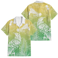 Aotearoa Maori Mahuru Tui With Pikawakawa Family Matching Short Sleeve Bodycon Dress and Hawaiian Shirt Spring Time LT7 Dad's Shirt - Short Sleeve Green - Polynesian Pride