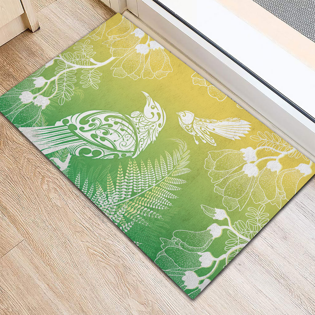 Aotearoa Maori Mahuru Tui With Pikawakawa Rubber Doormat Spring Time LT7 - Polynesian Pride