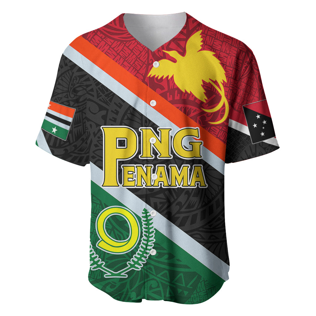 Personalised Penama and Papua New Guinea Day Baseball Jersey Emblem Mix Style LT7 Colorful - Polynesian Pride