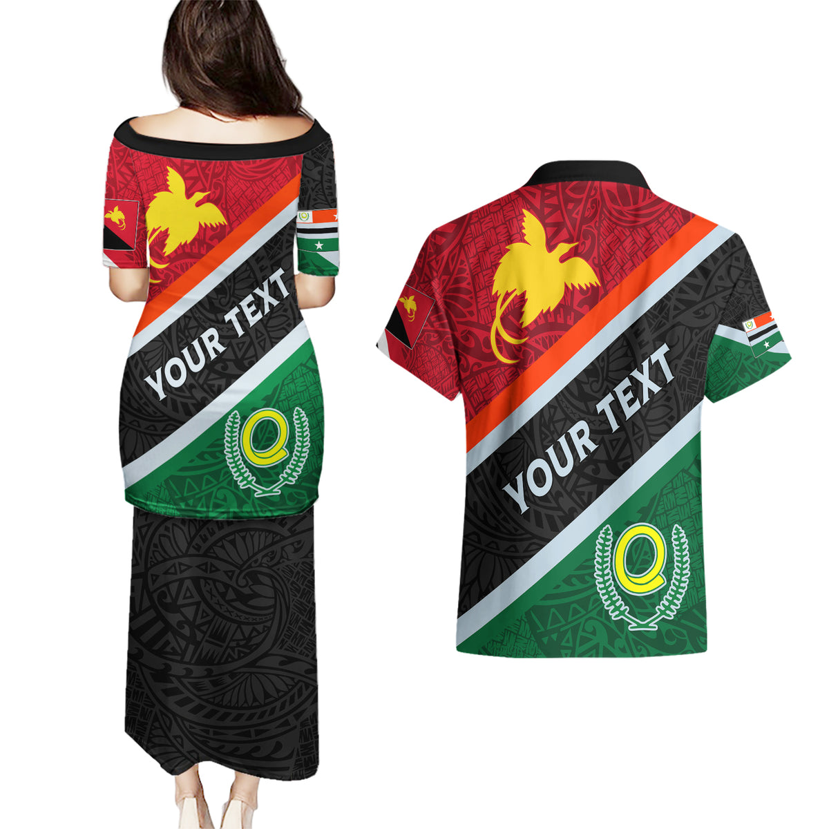 personalised-penama-and-papua-new-guinea-day-couples-matching-puletasi-dress-and-hawaiian-shirt-emblem-mix-style