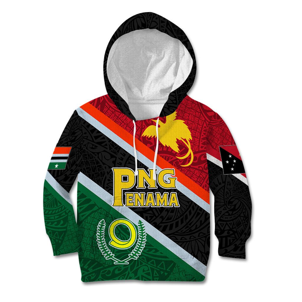 Personalised Penama and Papua New Guinea Day Kid Hoodie Emblem Mix Style LT7 Hoodie Colorful - Polynesian Pride