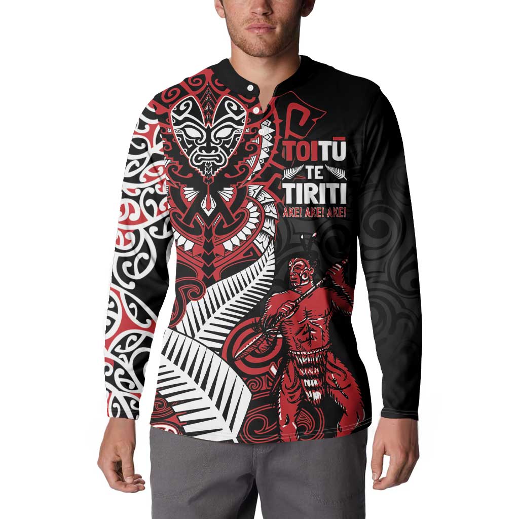 Aotearoa Toitu Te Tiriti Button Sweatshirt Whakairo Wheku LT7 - Polynesian Pride