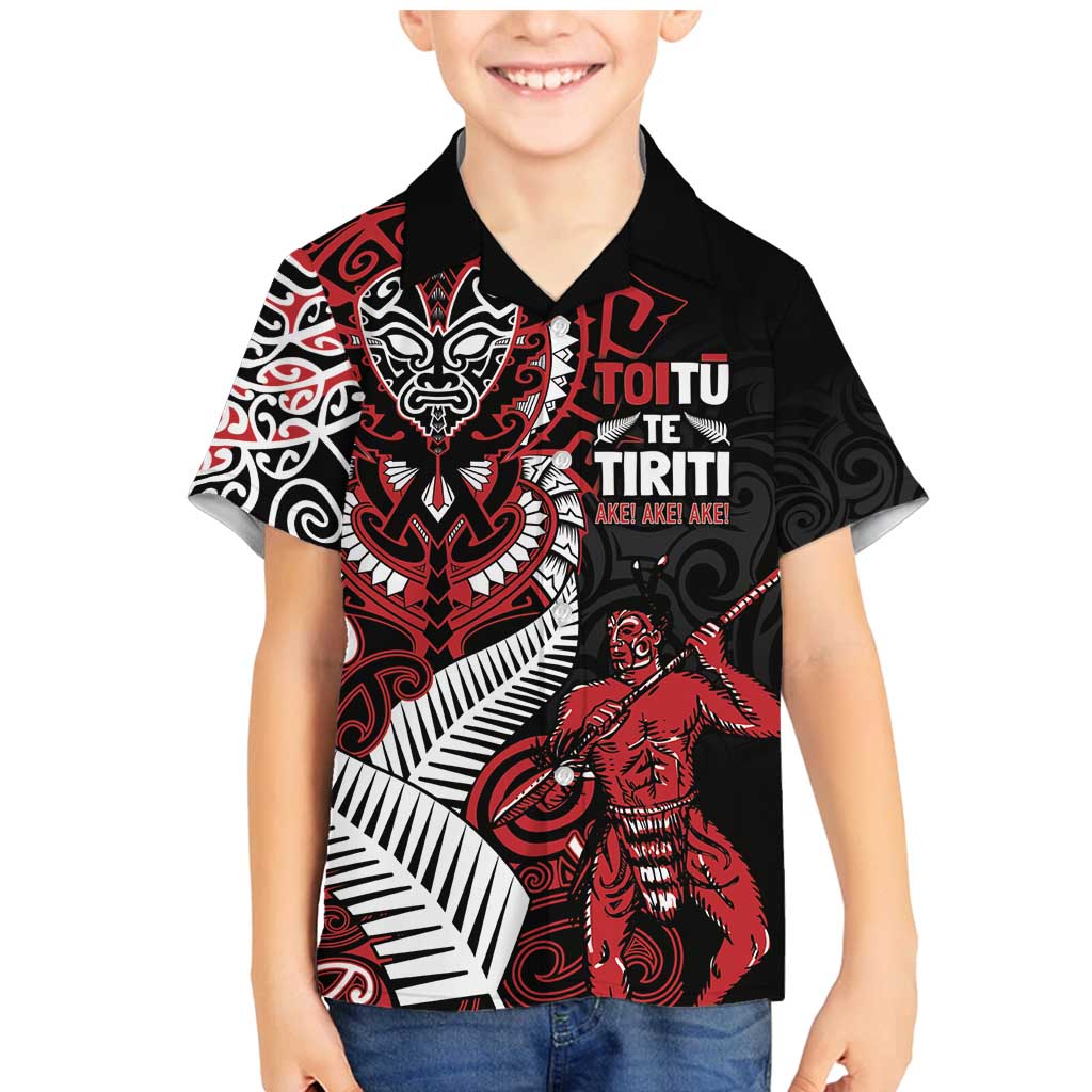 Aotearoa Toitu Te Tiriti Family Matching Mermaid Dress and Hawaiian Shirt Whakairo Wheku LT7 Son's Shirt Black - Polynesian Pride