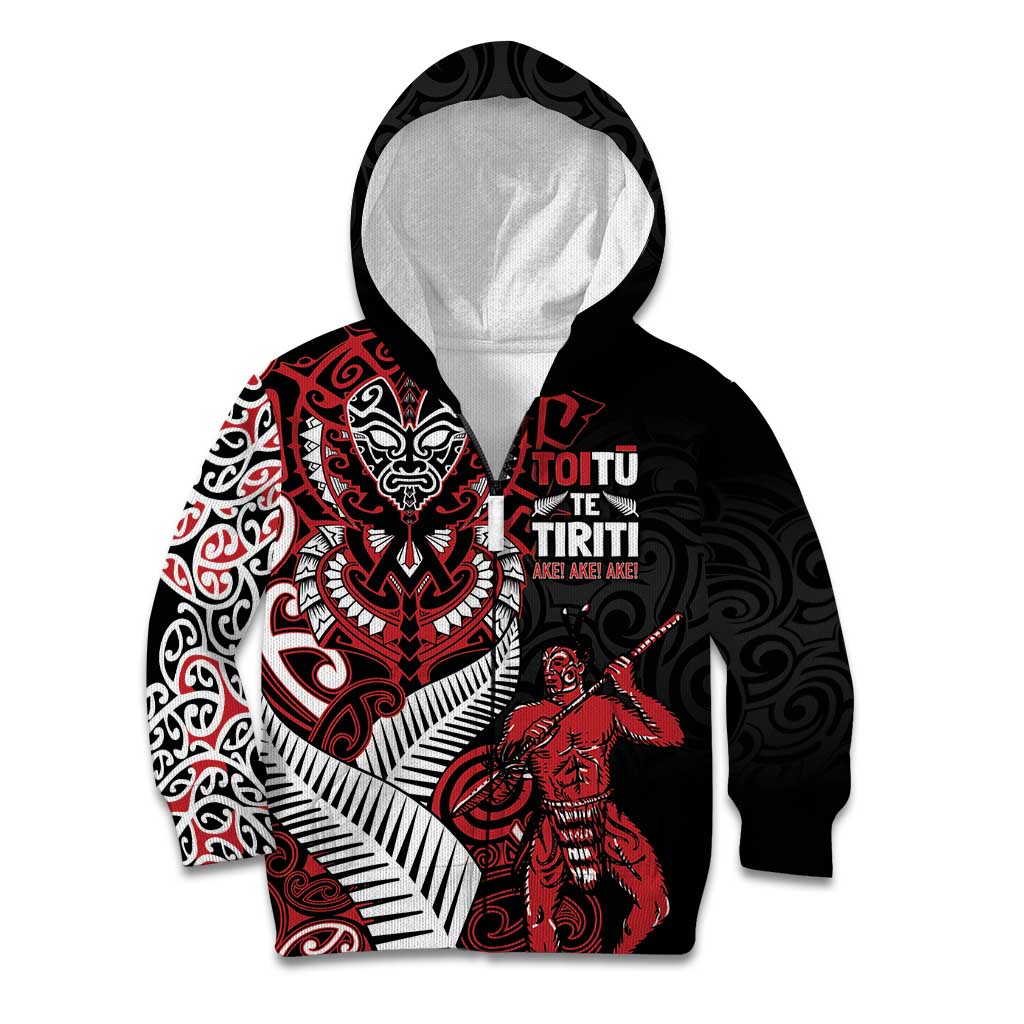 Aotearoa Toitu Te Tiriti Kid Hoodie Whakairo Wheku