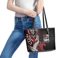Aotearoa Toitu Te Tiriti Leather Tote Bag Whakairo Wheku LT7 - Polynesian Pride