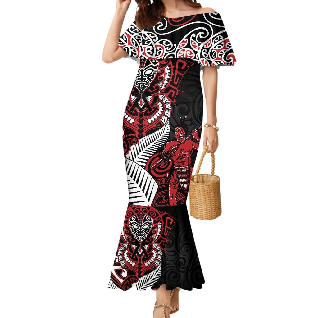 Aotearoa Toitu Te Tiriti Mermaid Dress Whakairo Wheku LT7 Women Black - Polynesian Pride