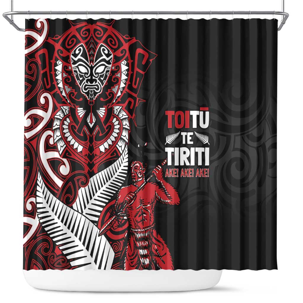 Aotearoa Toitu Te Tiriti Shower Curtain Whakairo Wheku LT7 Black - Polynesian Pride