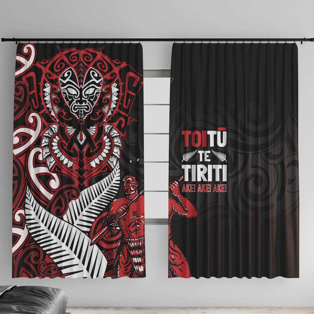 Aotearoa Toitu Te Tiriti Window Curtain Whakairo Wheku LT7 With Hooks Black - Polynesian Pride