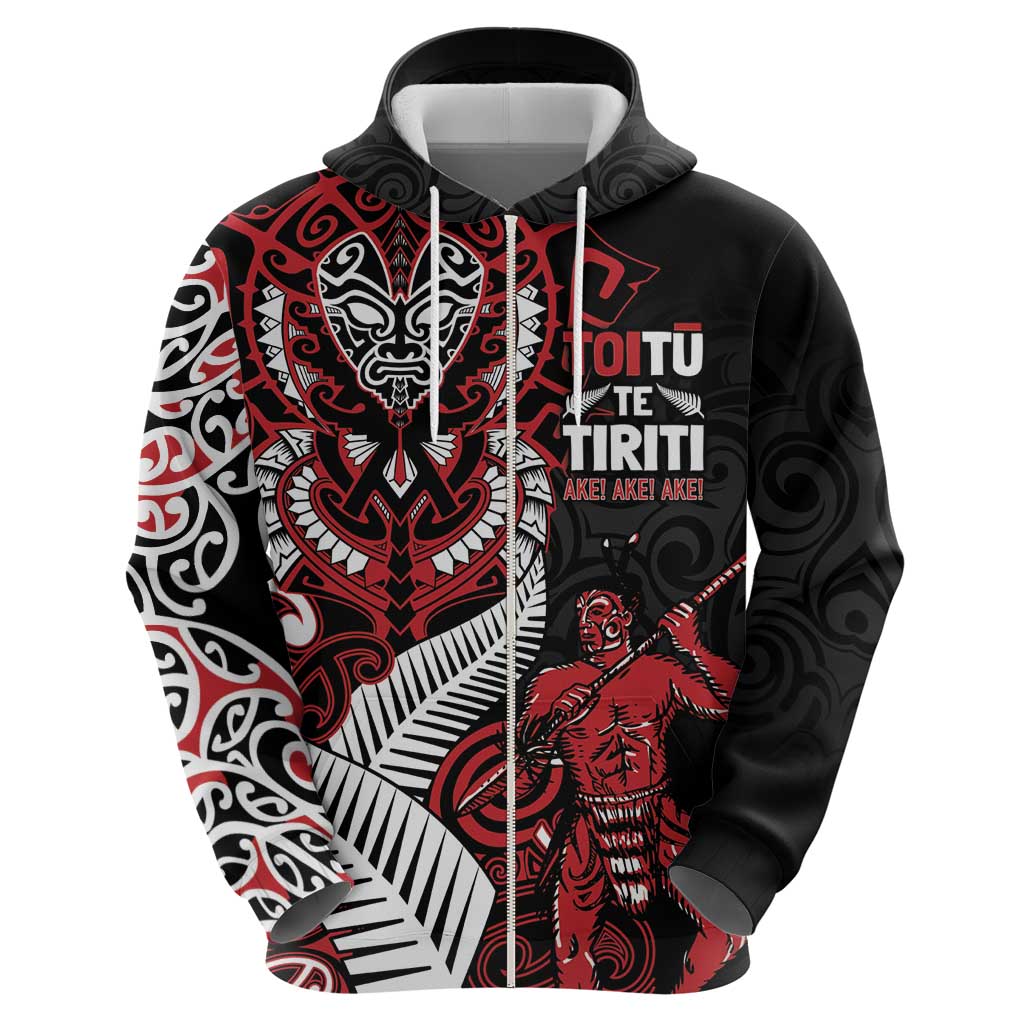 Aotearoa Toitu Te Tiriti Zip Hoodie Whakairo Wheku LT7 - Polynesian Pride