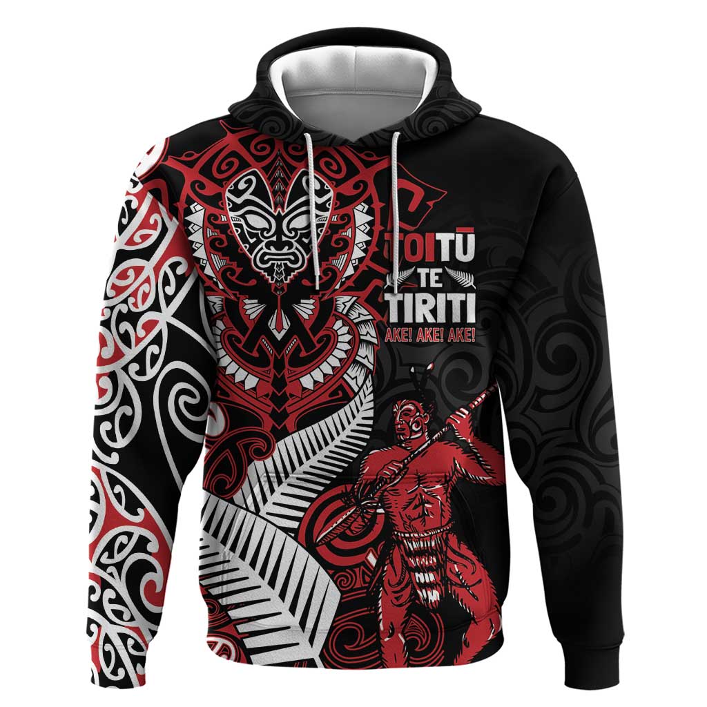 Aotearoa Toitu Te Tiriti Zip Hoodie Whakairo Wheku LT7 Pullover Hoodie Black - Polynesian Pride