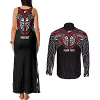 Aotearoa Maori Personalized Couples Matching Tank Maxi Dress and Long Sleeve Button Shirt Toitu Te Tiriti Ake! Ake! Ake!