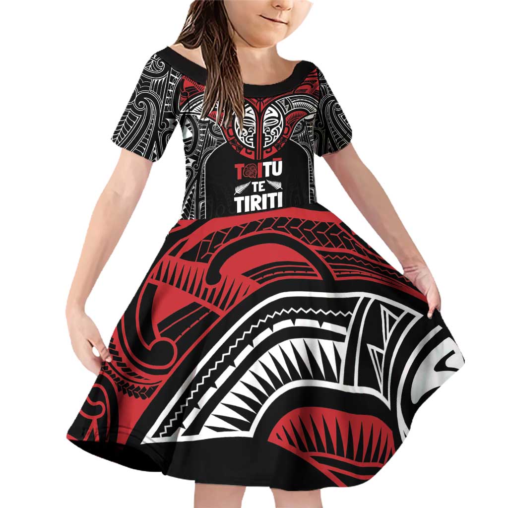Aotearoa Maori Personalized Family Matching Off Shoulder Short Dress and Hawaiian Shirt Toitu Te Tiriti Ake! Ake! Ake!