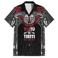 Aotearoa Maori Personalized Family Matching Tank Maxi Dress and Hawaiian Shirt Toitu Te Tiriti Ake! Ake! Ake! LT7 Dad's Shirt - Short Sleeve Black - Polynesian Pride