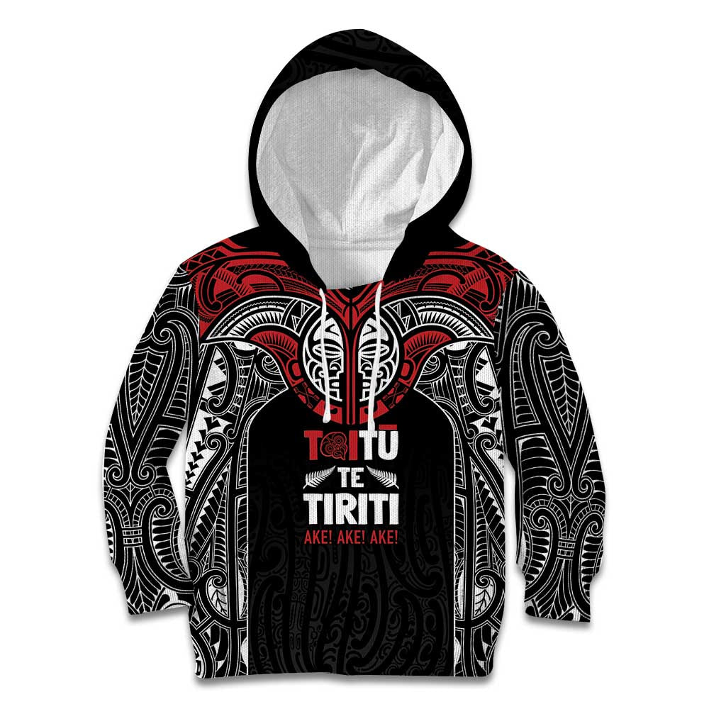 Aotearoa Maori Personalized Kid Hoodie Toitu Te Tiriti Ake! Ake! Ake! LT7 Hoodie Black - Polynesian Pride