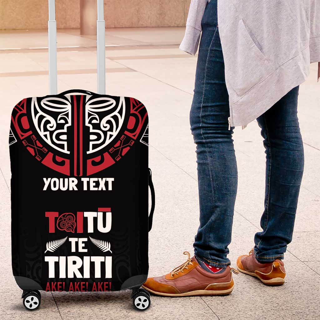 Aotearoa Maori Personalized Luggage Cover Toitu Te Tiriti Ake! Ake! Ake! LT7 Black - Polynesian Pride