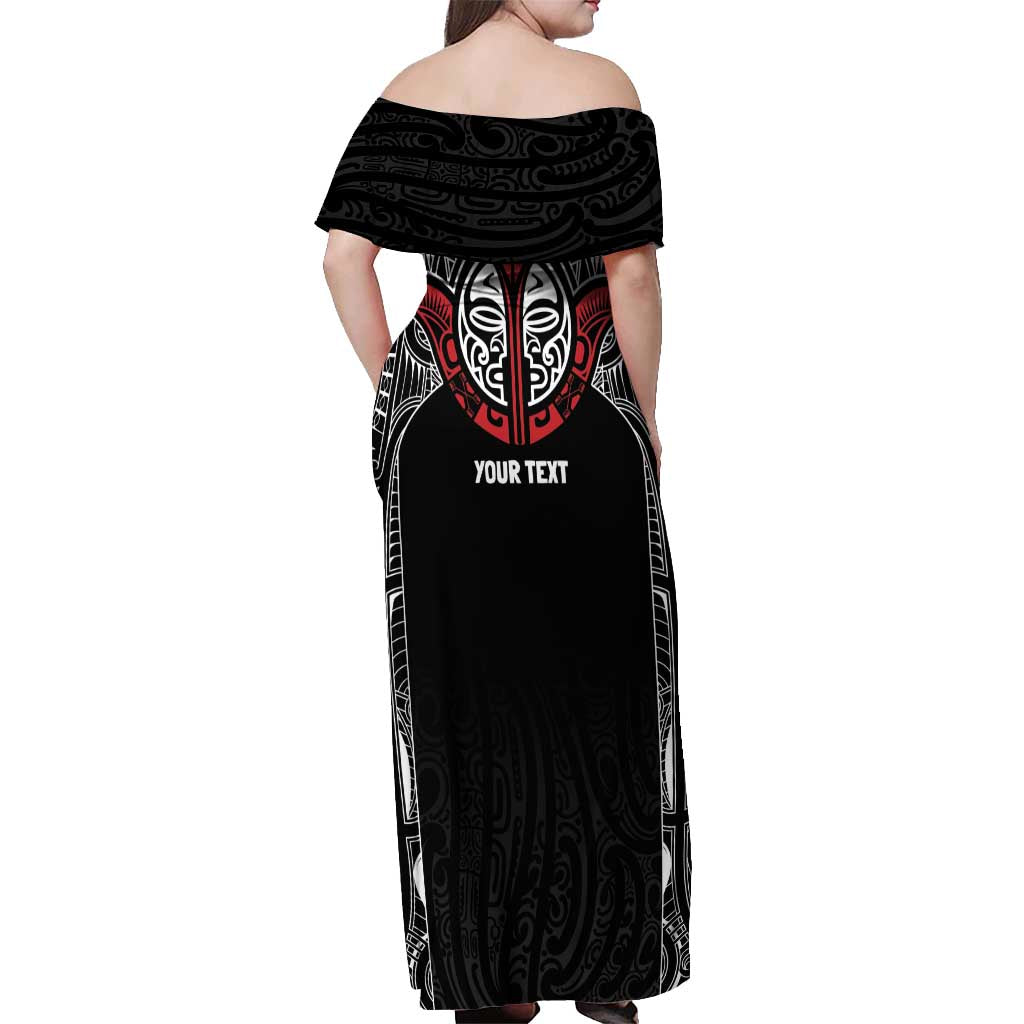 Aotearoa Maori Personalized Off Shoulder Maxi Dress Toitu Te Tiriti Ake! Ake! Ake! LT7 - Polynesian Pride