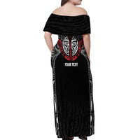 Aotearoa Maori Personalized Off Shoulder Maxi Dress Toitu Te Tiriti Ake! Ake! Ake! LT7 - Polynesian Pride