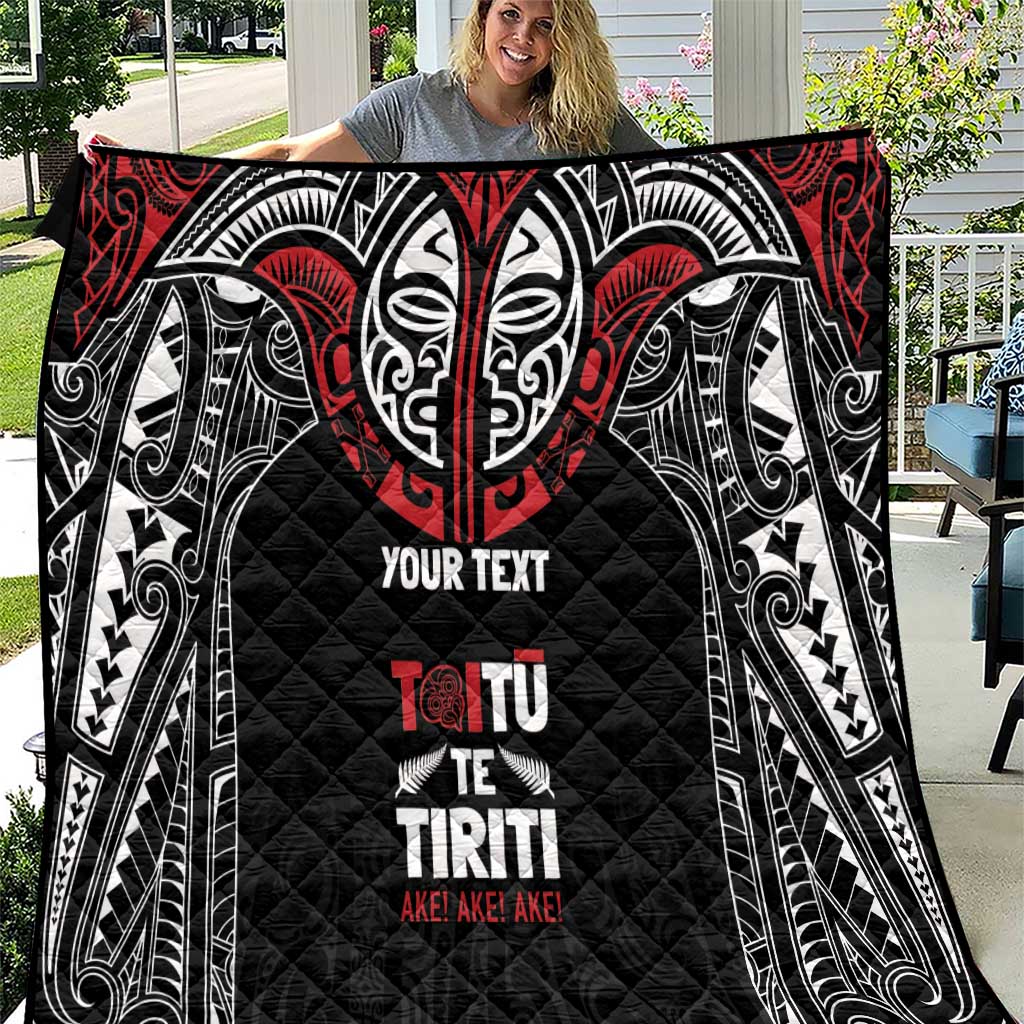 Aotearoa Maori Personalized Quilt Toitu Te Tiriti Ake! Ake! Ake! LT7 Black - Polynesian Pride