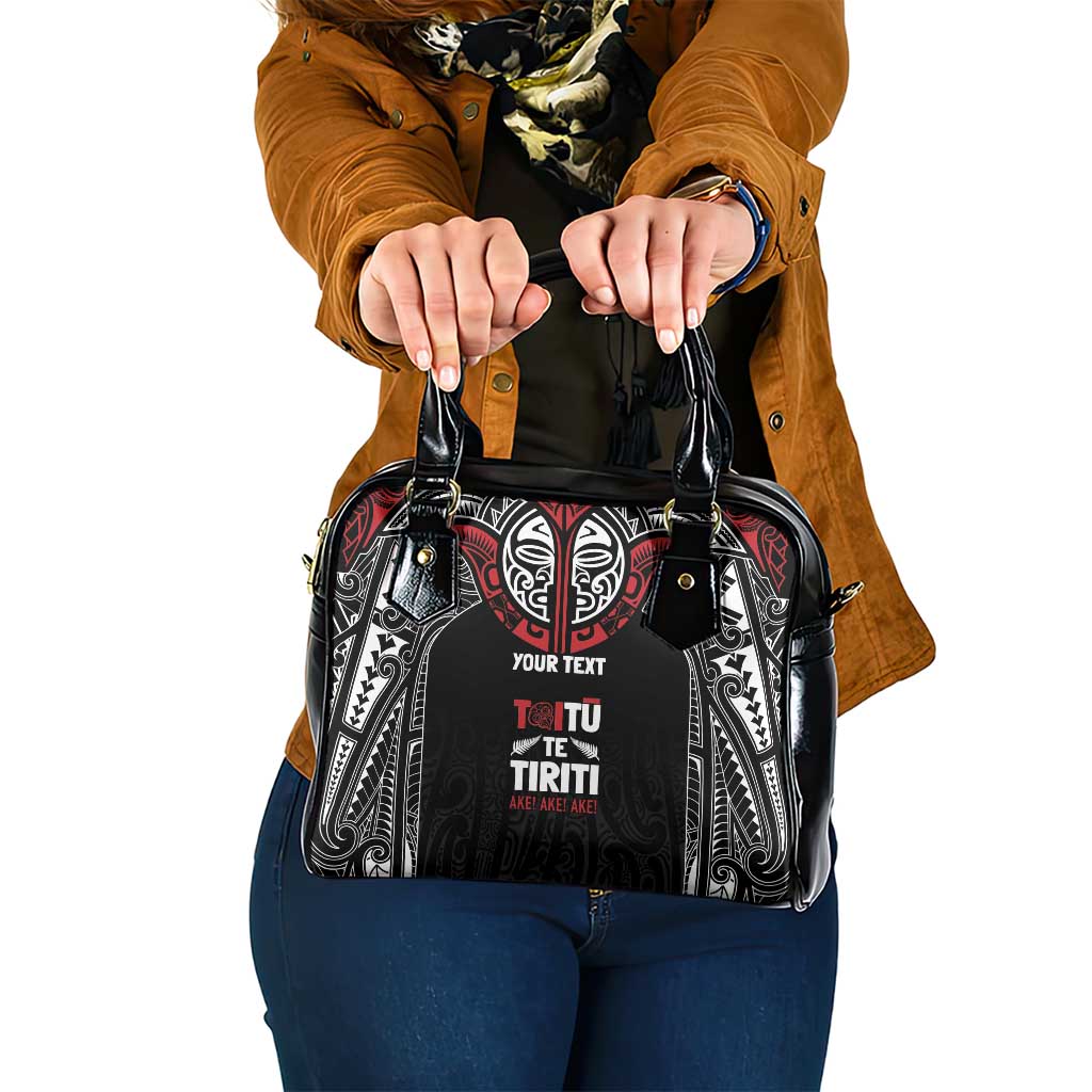 Aotearoa Maori Personalized Shoulder Handbag Toitu Te Tiriti Ake! Ake! Ake! LT7 One Size Black - Polynesian Pride