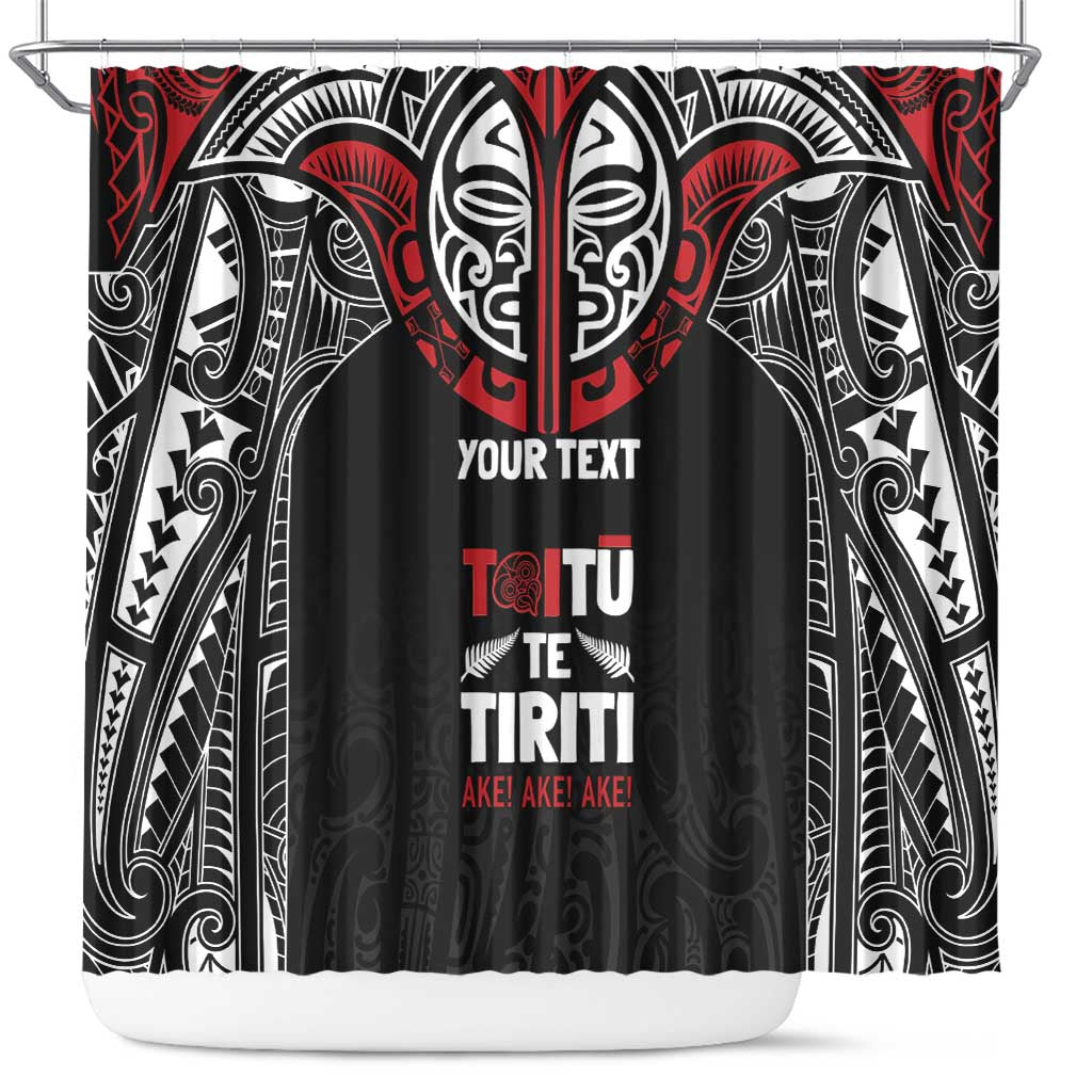Aotearoa Maori Personalized Shower Curtain Toitu Te Tiriti Ake! Ake! Ake! LT7 Black - Polynesian Pride