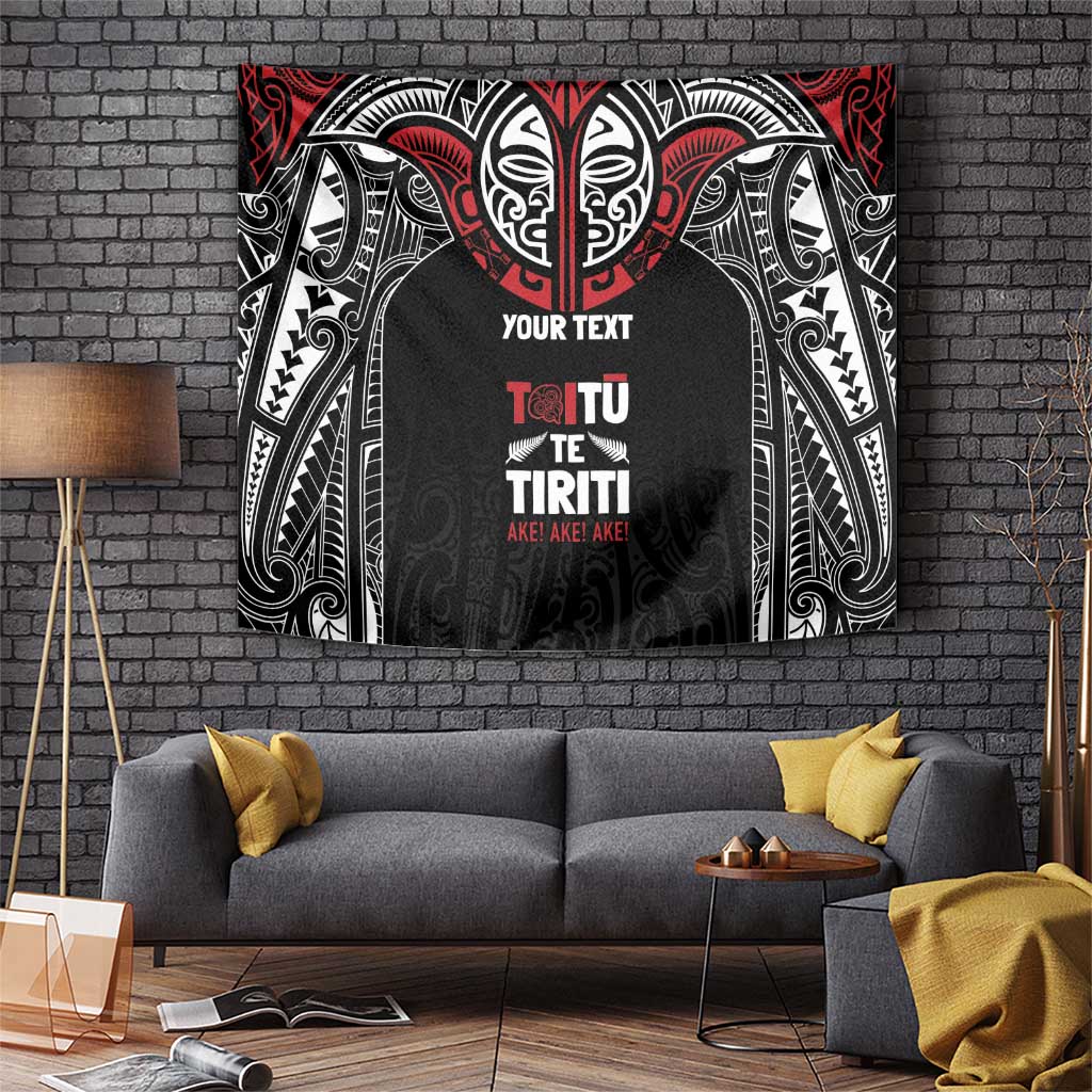 Aotearoa Maori Personalized Tapestry Toitu Te Tiriti Ake! Ake! Ake! LT7 Black - Polynesian Pride