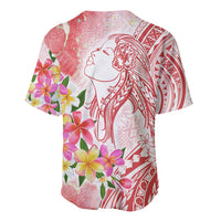 Polynesian Women's Day Wahine Baseball Jersey Plumeria Marble Glaze - Pink LT7 - Polynesian Pride