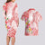 Polynesian Women's Day Wahine Couples Matching Long Sleeve Bodycon Dress and Hawaiian Shirt Plumeria Marble Glaze - Pink LT7 - Polynesian Pride