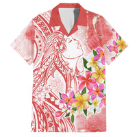 Polynesian Women's Day Wahine Family Matching Long Sleeve Bodycon Dress and Hawaiian Shirt Plumeria Marble Glaze - Pink LT7 Dad's Shirt - Short Sleeve Pink - Polynesian Pride