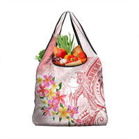 Polynesian Women's Day Wahine Grocery Bag Plumeria Marble Glaze - Pink